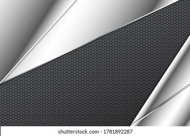 Metallic background.Gary and silver with carbon fiber texture.Metal technology concept.