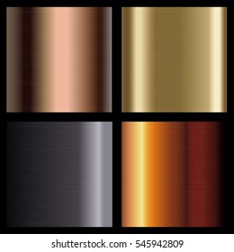 Kollektion von metallischen Hintergründen.Satz von Farbverläufen.Vektorillustration