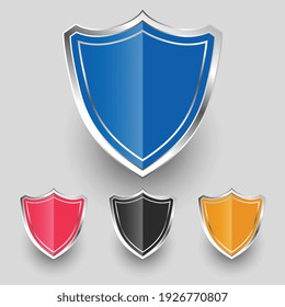 metallic badges shield symbols set design