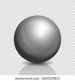 Metallic ball, 3d sphere matte chrome texture, Glossy highlights on a pearl gemstone, Vector illustration.