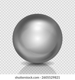 Metallic ball, 3d sphere matte chrome texture, Glossy highlights on a pearl gemstone, Vector illustration.