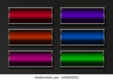 metallic banner button colorful set