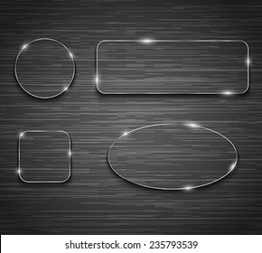 Metallic banners on brushed metal background. Vector illustration