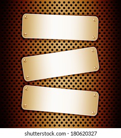 Metallic banners on textured background. Vector illustration