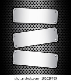 Metallic banners on textured background. Vector illustration