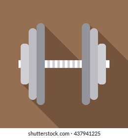Metallic barbell icon, flat style