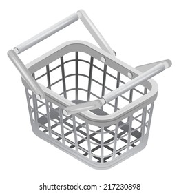 metallic basket in isometric view isolated on white vector illustration