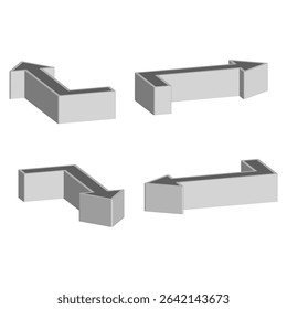 Metallic beams set. Architectural element collection. Silver construction pieces. Industrial Vector shapes.