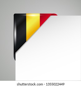 metallic belgium flag corner isolated vector illustration