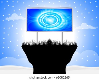metallic billboard on mountain