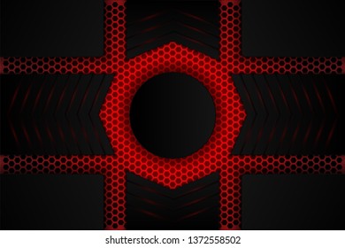 Metallic black shadow on the red mesh.