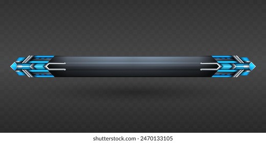 Metallic and Blue Colored Futuristic Themed Game GUI Lower Third Title Banner for Game UI Design
