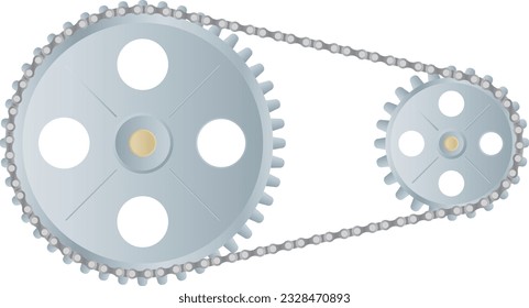 Metallic blue gears and chain