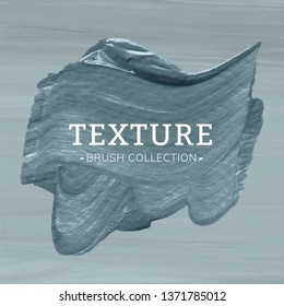 Metallic blue oil paint brush stroke texture on a gray background vector