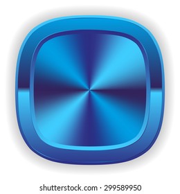 Metallic blue rounded button on white background