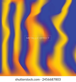 Metallic blue and yellow textured background reflective flowing shape