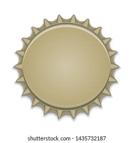 Metallic bottle cap on white background. Top view