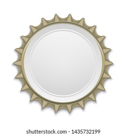 Metallic bottle cap on white background. Down view