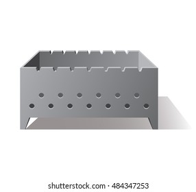 Metallic brazier with two rows of holes. Vector illustration.