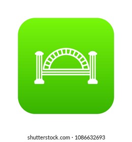 Metallic bridge icon green vector isolated on white background