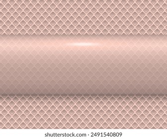 Metallic brown background, 3d bannner over perforated texture, vector illustration.
