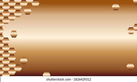 A metallic brown background with hexagonal pattern