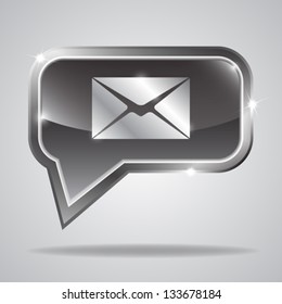Metallic bubble with shiny mail icon. Vector illustration