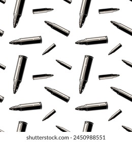 Patrón de balas metálicas. Textura de fondo de Vector sin costuras repetidas.