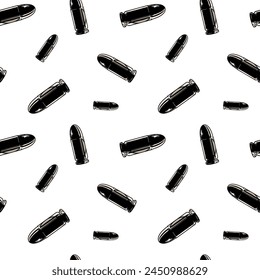 Patrón de balas metálicas. Textura de fondo de Vector sin costuras repetidas.