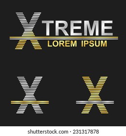 Metallic business symbol font design - letter X (extreme)  