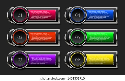 Metallic button banner colorful set