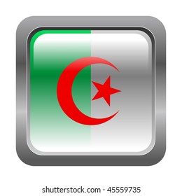metallic button in colors of Algeria