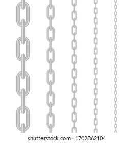 Metallic Chain  Block chain  Collection seamless metal chains colored silver  Vector stock illustration 