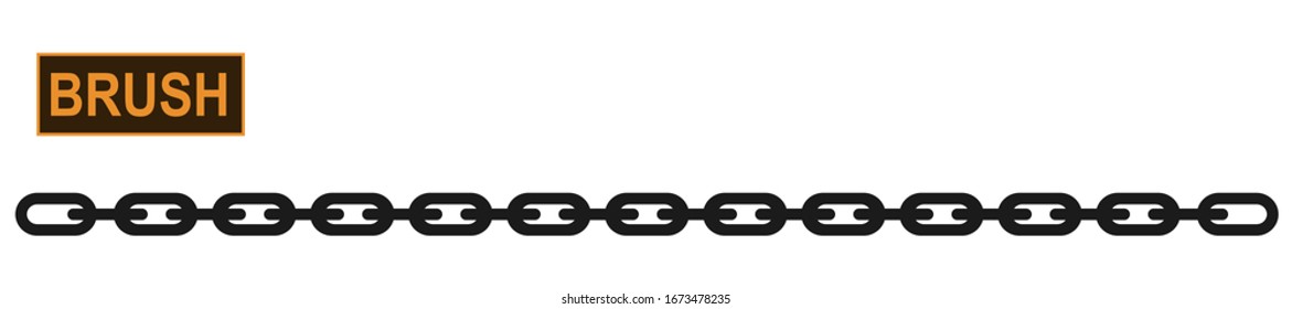 Metallic chain icon brush for fashion and digital illustration. Colorable customizable shackles.