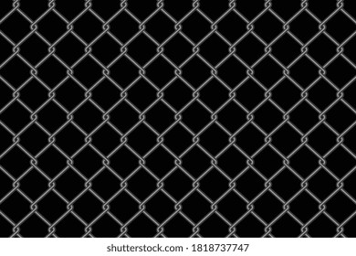 metallic chain link fence pattern on black background