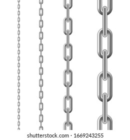 Metallic Chain. Seamless chain isolated on white background. Vector illustration