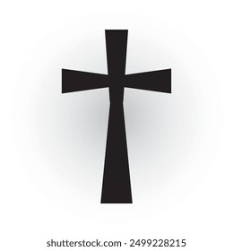 Metallic Christian Cross icon. Simple Christian Cross symbol shape vector illustration.