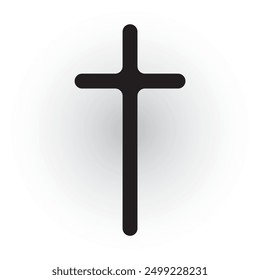 Metallic Christian Cross icon. Simple Christian Cross symbol shape vector illustration.