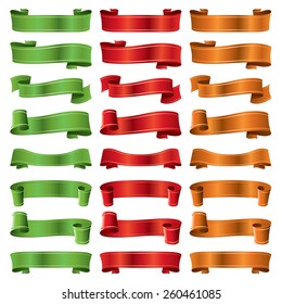 Metallic christmas colors banners ribbons set