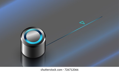 Metallic chrome control knob. VECTOR