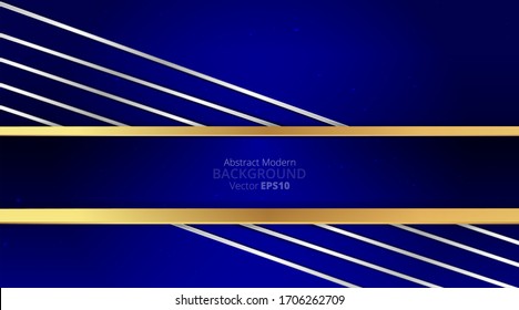 Metallic chrome golden azure blue elegant realistic geometric abstract modern frame vector background hi-tech techno futuristic rippled decoration, luxury strong design for web and print template