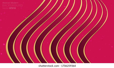 Metallic chrome golden crimson red elegant realistic geometric abstract modern frame vector background hi-tech techno futuristic rippled decoration, luxury strong design for web and print template