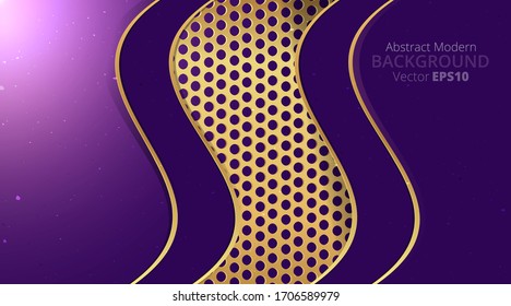 Metallic chrome golden indigo violet pink elegant realistic geometric abstract modern frame vector background hi-tech techno futuristic rippled decoration, luxury design for web and print template