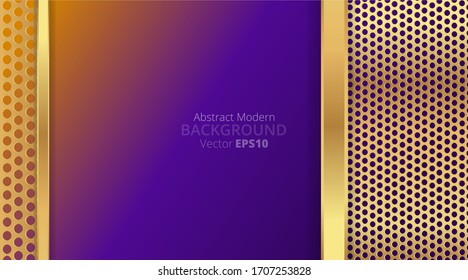 Metallic chrome golden purple violet elegant realistic geometric abstract modern vector frame background hi-tech techno futuristic rippled decoration luxury strong design for web and print template