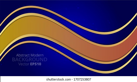 Metallic chrome golden royal blue yellow elegant realistic geometric abstract modern frame background hi-tech techno futuristic rippled decoration luxury strong design for web and print template