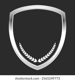 Metallic Chrome Shield Emblem with Laurel Wreath Design