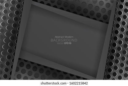 Metallic chrome silver and black elegant realistic geometric abstract modern frame vector background  techno rippled decoration, luxury strong design for web and  print decoration 