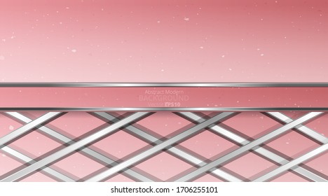 Metallic chrome silver violet pink elegant realistic geometric abstract modern frame vector background hi-tech techno futuristic rippled decoration, luxury strong design for web and print template