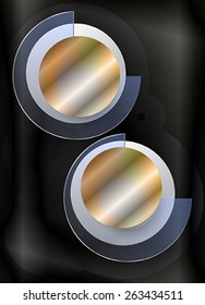 The metallic circles on the black background