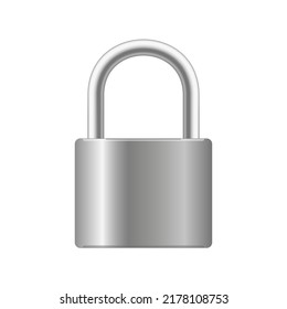 Metallic closed padlock isolated on white background. Vector illustration.